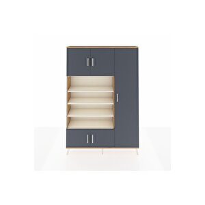 Arges Dolap 11 Raflı 5 Kapaklı 132x30x195 Çam-antrasit/aytaşı