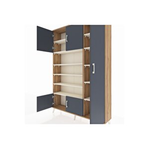 Arges Dolap 11 Raflı 5 Kapaklı 132x30x195 Çam-antrasit/aytaşı