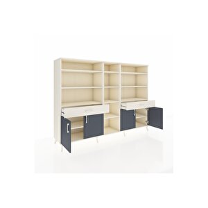 Hyperion Dolap 12 Raflı 2 Çekmeceli 4 Kapaklı 220x44x163 Aytaşı-antrasit/aytaşı