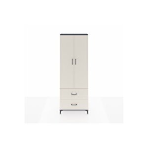 Arges Dolap 4 Raflı 2 Çekmeceli 2 Kapaklı 88x30x243 Antrasit-aytaşı