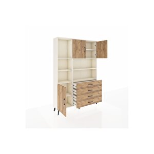 Arges Gardrop 8 Raflı 4 Çekmeceli 3 Kapaklı 132x30x195 Aytaşı-çam