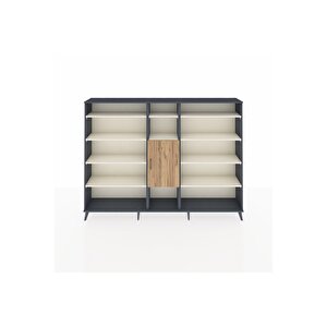 Arges Dolap 12 Raflı Tek Kapaklı  220x30x163 Antrasit-çam/aytaşı