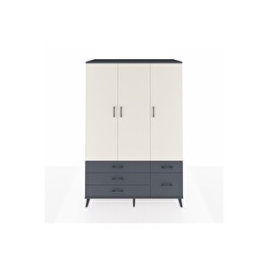 Kronos Dolap 5 Raflı 5 Çekmeceli Tek Askılı 132x59x195 Antrasit-aytaşı/antrasit