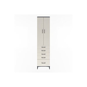 Arges Dolap 4 Raflı 5 Çekmeceli 2 Kapaklı 60x30x243 Antrasit-aytaşı