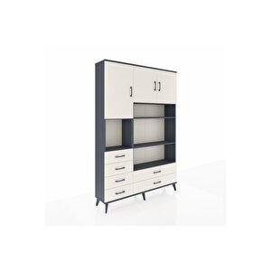 Arges Gardrop 9 Raflı 6 Çekmeceli 3 Kapaklı 132x30x195 Antrasit-aytaşı