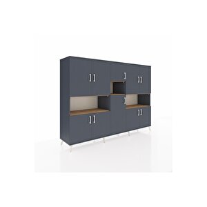 Hyperion Dolap 14 Raflı 10 Kapaklı 220x44x163 Antrasit-antrasit/çam