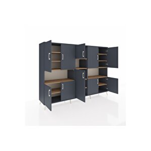 Hyperion Dolap 14 Raflı 10 Kapaklı 220x44x163 Antrasit-antrasit/çam