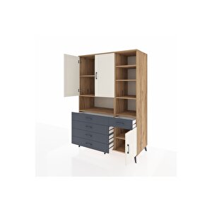Kronos Dolap 8 Raflı 5 Çekmeceli 3 Kapaklı 132x59x195 Çam-aytaşı/antrasit