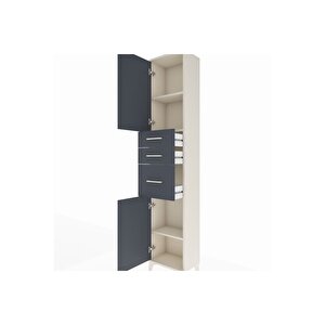 Arges Dolap 3 Raflı 3 Çekmeceli 2 Kapaklı 44x30x221 Aytaşı-antrasit