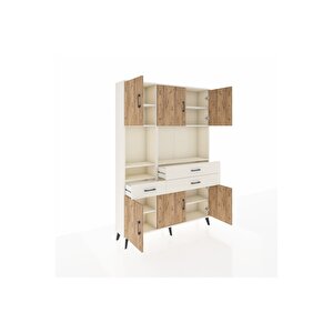 Arges Dolap 9 Raflı 3 Çekmeceli 6 Kapaklı 132x30x195 Aytaşı-çam/aytaşı