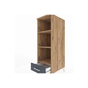 Kronos Dolap 3 Raflı Tek Çekmeceli 44x59x134 Çam-antrasit