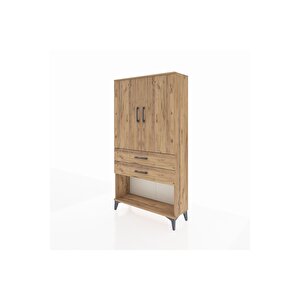 Arges Dolap 3 Raflı 2 Çekmeceli 2 Kapaklı 88x30x163 Çam-çam