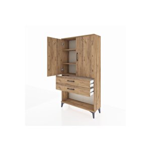 Arges Dolap 3 Raflı 2 Çekmeceli 2 Kapaklı 88x30x163 Çam-çam