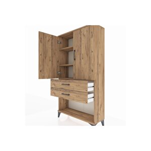 Arges Dolap 3 Raflı 2 Çekmeceli 2 Kapaklı 88x30x163 Çam-çam