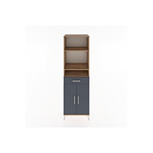 Hyperion Dolap 4 Raflı Tek Çekmeceli 2 Kapaklı 60x44x195 Çam-antrasit