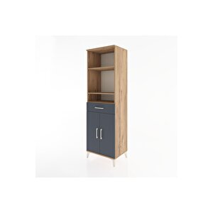 Hyperion Dolap 4 Raflı Tek Çekmeceli 2 Kapaklı 60x44x195 Çam-antrasit