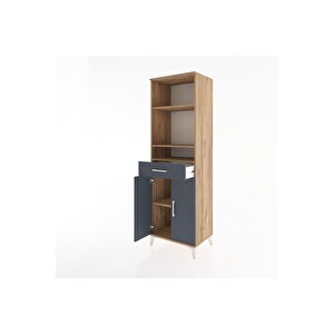 Hyperion Dolap 4 Raflı Tek Çekmeceli 2 Kapaklı 60x44x195 Çam-antrasit