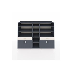 Kronos Dolap 12 Raflı 2 Çekmeceli 4 Kapaklı 220x59x163 Antrasit-antrasit/aytaşı