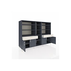 Kronos Dolap 12 Raflı 2 Çekmeceli 4 Kapaklı 220x59x163 Antrasit-antrasit/aytaşı