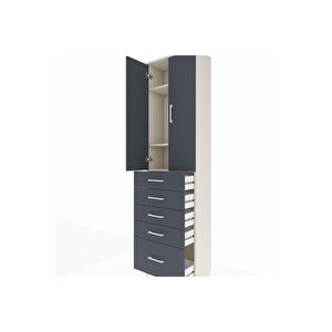 Arges Dolap 3 Raflı 5 Çekmeceli 2 Kapaklı 60x30x221 Aytaşı-antrasit