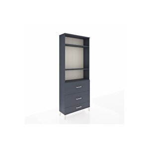 Arges Dolap 3 Raflı 3 Çekmeceli 88x30x221 Antrasit-antrasit