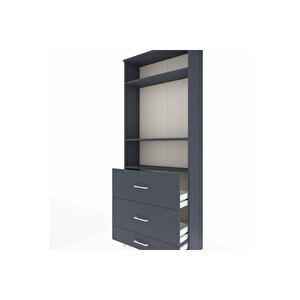 Arges Dolap 3 Raflı 3 Çekmeceli 88x30x221 Antrasit-antrasit