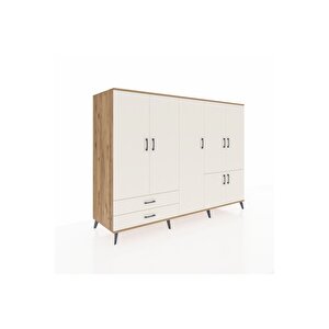 Kronos Dolap 12 Raflı 2 Çekmeceli 7 Kapaklı 220x59x163 Çam-aytaşı