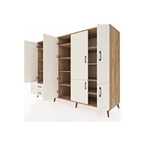 Kronos Dolap 12 Raflı 2 Çekmeceli 7 Kapaklı 220x59x163 Çam-aytaşı