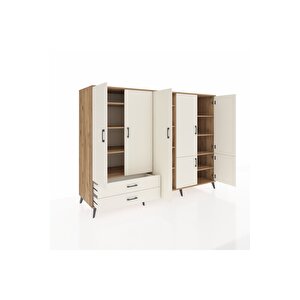 Kronos Dolap 12 Raflı 2 Çekmeceli 7 Kapaklı 220x59x163 Çam-aytaşı