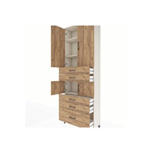 Arges Dolap 4 Raflı 5 Çekmeceli 4 Kapaklı 88x30x243 Aytaşı-çam