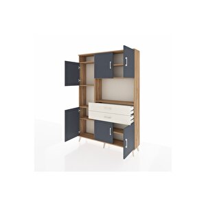 Arges Dolap 8 Raflı 2 Çekmeceli 6 Kapaklı 132x30x195 Çam-antrasit/aytaşı