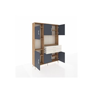 Arges Dolap 8 Raflı 2 Çekmeceli 6 Kapaklı 132x30x195 Çam-antrasit/aytaşı