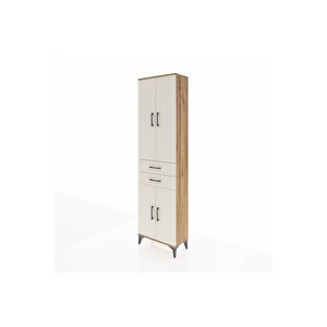 Arges Dolap 4 Raflı 2 Çekmeceli 4 Kapaklı 60x30x221 Çam-aytaşı