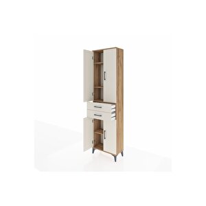 Arges Dolap 4 Raflı 2 Çekmeceli 4 Kapaklı 60x30x221 Çam-aytaşı