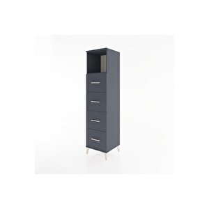 Hyperion Dolap Tek Raflı 4 Çekmeceli 44x44x182 Antrasit-antrasit