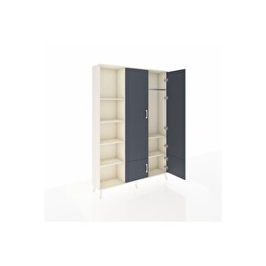 Arges Dolap 6 Raflı 4 Kapaklı Tek Askılı 132x30x195 Aytaşı-antrasit/aytaşı