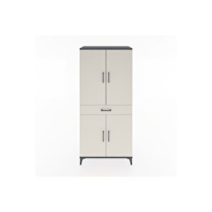 Hyperion Dolap 4 Raflı Tek Çekmeceli 4 Kapaklı 88x44x195 Antrasit-aytaşı