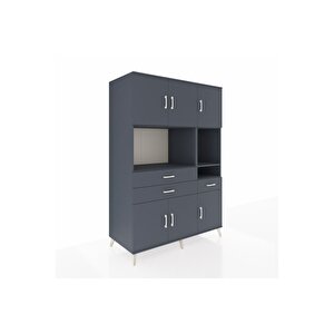 Kronos Dolap 9 Raflı 3 Çekmeceli 6 Kapaklı 132x59x195 Antrasit-antrasit/antrasit