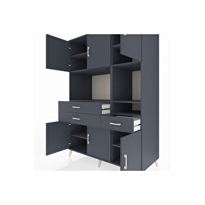 Kronos Dolap 9 Raflı 3 Çekmeceli 6 Kapaklı 132x59x195 Antrasit-antrasit/antrasit