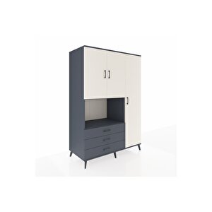 Kronos Dolap 7 Raflı 3 Çekmeceli 3 Kapaklı 132x59x195 Antrasit-aytaşı/antrasit