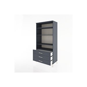 Hyperion Dolap Tek Raflı 7 Çekmeceli 88x44x182 Antrasit-antrasit