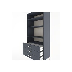 Hyperion Dolap Tek Raflı 7 Çekmeceli 88x44x182 Antrasit-antrasit