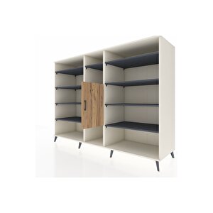 Kronos Dolap 12 Raflı Tek Kapaklı  220x59x163 Aytaşı-çam/antrasit