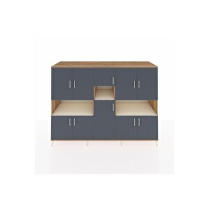 Kronos Dolap 14 Raflı 10 Kapaklı 220x59x163 Çam-antrasit/aytaşı