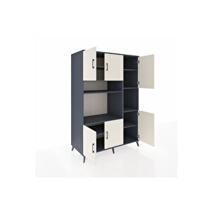 Kronos Dolap 9 Raflı 6 Kapaklı 132x59x195 Antrasit-aytaşı/antrasit