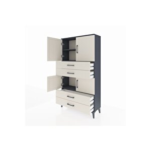 Arges Dolap 3 Raflı 4 Çekmeceli 4 Kapaklı 88x30x163 Antrasit-aytaşı