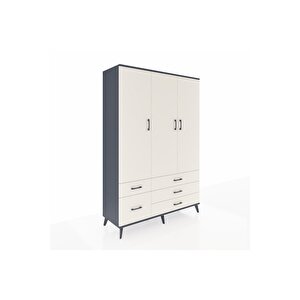 Hyperion Gardrop 5 Raflı 5 Çekmeceli Tek Askılı 132x44x195 Antrasit-aytaşı