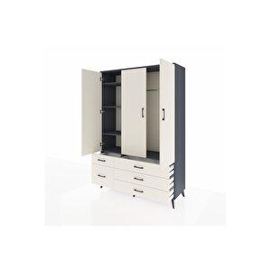 Hyperion Gardrop 5 Raflı 5 Çekmeceli Tek Askılı 132x44x195 Antrasit-aytaşı