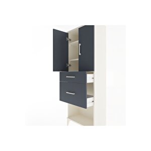 Arges Dolap 3 Raflı 2 Çekmeceli 2 Kapaklı 60x30x163 Aytaşı-antrasit