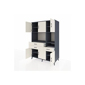 Kronos Dolap 9 Raflı 3 Çekmeceli 6 Kapaklı 132x59x195 Antrasit-aytaşı/aytaşı